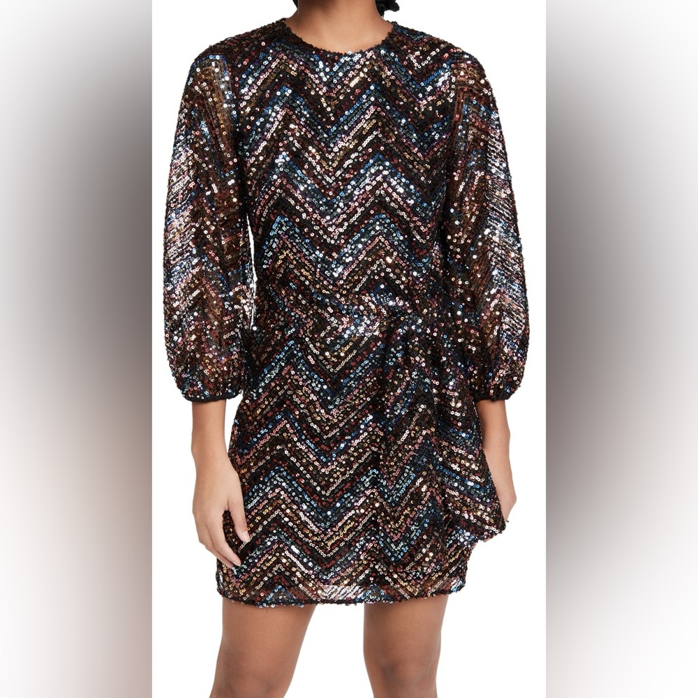 Shoshanna Mandessa Sequin Dress Size 4 Cedar Rainbow Holiday NYE Party